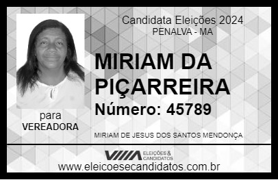 Candidato MIRIAM DA PIÇARREIRA 2024 - PENALVA - Eleições