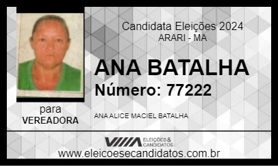 Candidato ANA BATALHA 2024 - ARARI - Eleições