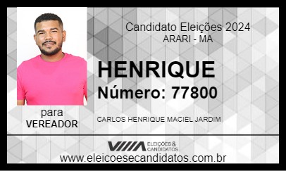 Candidato HENRIQUE 2024 - ARARI - Eleições