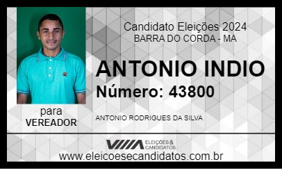 Candidato ANTONIO INDIO 2024 - BARRA DO CORDA - Eleições