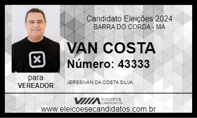 Candidato VAN COSTA 2024 - BARRA DO CORDA - Eleições