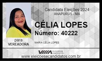 Candidato CÉLIA LOPES 2024 - ANAPURUS - Eleições