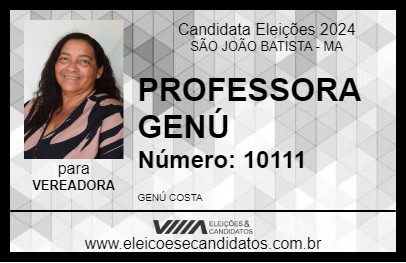 Candidato PROFESSORA GENÚ 2024 - SÃO JOÃO BATISTA - Eleições