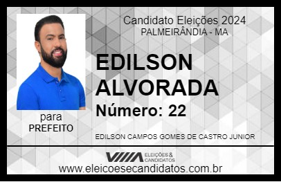 Candidato EDILSON ALVORADA 2024 - PALMEIRÂNDIA - Eleições