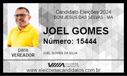 Candidato JOEL GOMES 2024 - BOM JESUS DAS SELVAS - Eleições