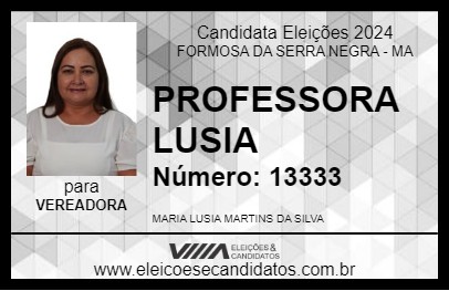 Candidato PROFESSORA LUSIA 2024 - FORMOSA DA SERRA NEGRA - Eleições