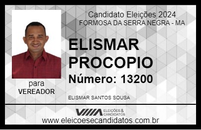 Candidato ELISMAR PROCOPIO 2024 - FORMOSA DA SERRA NEGRA - Eleições