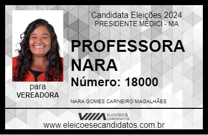 Candidato PROFESSORA NARA 2024 - PRESIDENTE MÉDICI - Eleições