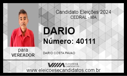 Candidato DARIO 2024 - CEDRAL - Eleições