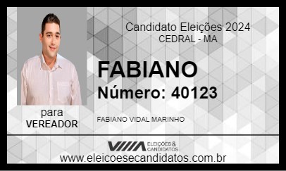 Candidato FABIANO 2024 - CEDRAL - Eleições