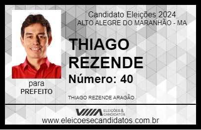 Candidato THIAGO REZENDE  2024 - ALTO ALEGRE DO MARANHÃO - Eleições