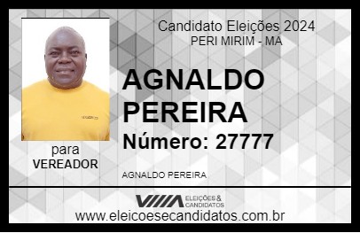 Candidato AGNALDO PEREIRA 2024 - PERI MIRIM - Eleições