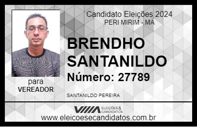 Candidato BRENDHO SANTANILDO 2024 - PERI MIRIM - Eleições