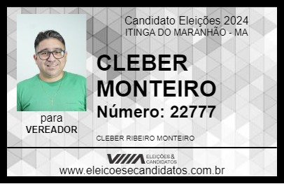 Candidato CLEBER MONTEIRO 2024 - ITINGA DO MARANHÃO - Eleições