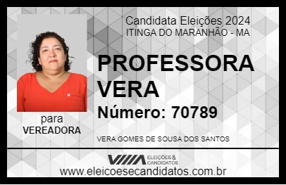 Candidato PROFESSORA VERA 2024 - ITINGA DO MARANHÃO - Eleições