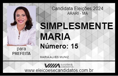 Candidato SIMPLESMENTE MARIA 2024 - ARARI - Eleições