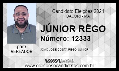 Candidato JÚNIOR RÊGO 2024 - BACURI - Eleições