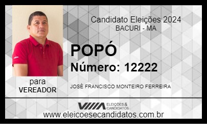 Candidato POPÓ 2024 - BACURI - Eleições