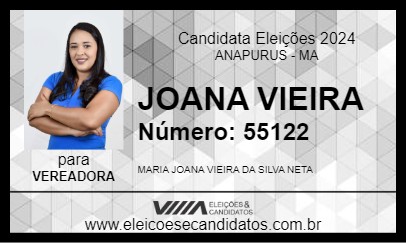 Candidato JOANA VIEIRA 2024 - ANAPURUS - Eleições