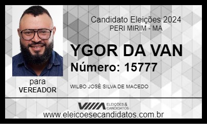 Candidato YGOR DA VAN 2024 - PERI MIRIM - Eleições