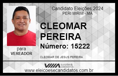 Candidato CLEOMAR PEREIRA 2024 - PERI MIRIM - Eleições