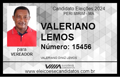 Candidato VALERIANO DINIZ 2024 - PERI MIRIM - Eleições