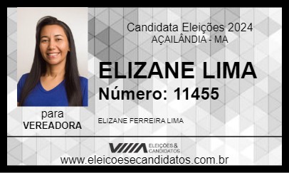 Candidato ELIZANE LIMA 2024 - AÇAILÂNDIA - Eleições