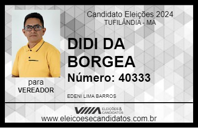 Candidato DIDI DA BORGEA 2024 - TUFILÂNDIA - Eleições