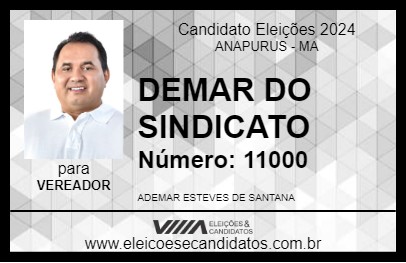 Candidato DEMAR DO SINDICATO 2024 - ANAPURUS - Eleições