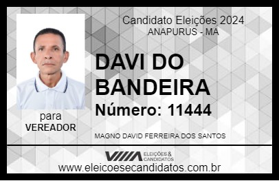 Candidato DAVI DO BANDEIRA 2024 - ANAPURUS - Eleições