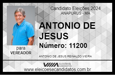 Candidato ANTONIO DE JESUS 2024 - ANAPURUS - Eleições