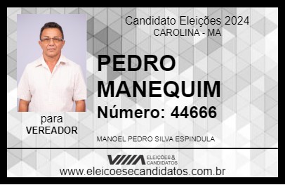 Candidato PEDRO MANEQUIM 2024 - CAROLINA - Eleições