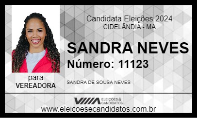 Candidato SANDRA NEVES 2024 - CIDELÂNDIA - Eleições