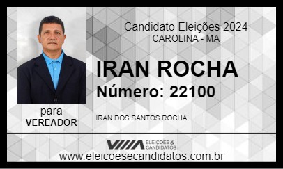 Candidato IRAN ROCHA 2024 - CAROLINA - Eleições