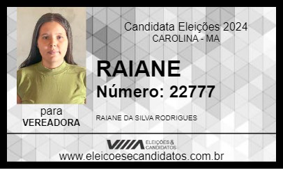 Candidato RAIANE 2024 - CAROLINA - Eleições