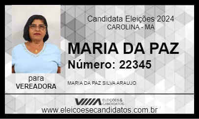 Candidato MARIA DA PAZ 2024 - CAROLINA - Eleições