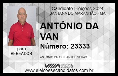 Candidato ANTÔNIO DA VAN 2024 - SANTANA DO MARANHÃO - Eleições