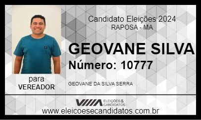 Candidato GEOVANE SILVA 2024 - RAPOSA - Eleições