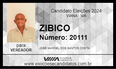 Candidato ZIBICO 2024 - VIANA - Eleições