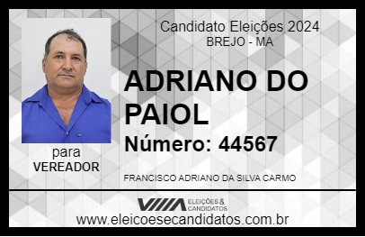 Candidato ADRIANO DO PAIOL 2024 - BREJO - Eleições