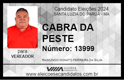 Candidato CABRA DA PESTE 2024 - SANTA LUZIA DO PARUÁ - Eleições