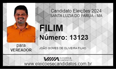 Candidato FILIM 2024 - SANTA LUZIA DO PARUÁ - Eleições