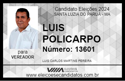 Candidato LUIS POLICARPO 2024 - SANTA LUZIA DO PARUÁ - Eleições