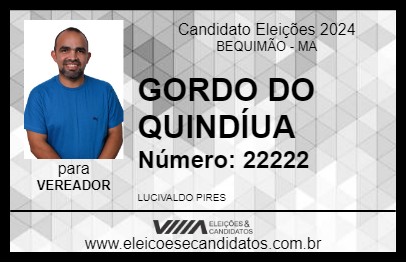 Candidato GORDO DO QUINDÍUA 2024 - BEQUIMÃO - Eleições