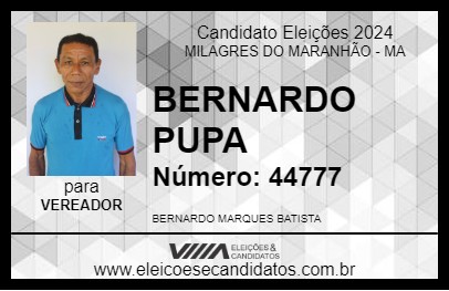 Candidato BERNARDO PUPA 2024 - MILAGRES DO MARANHÃO - Eleições