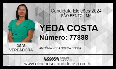 Candidato YEDA COSTA 2024 - SÃO BENTO - Eleições