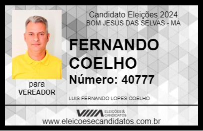 Candidato FERNANDO COELHO 2024 - BOM JESUS DAS SELVAS - Eleições