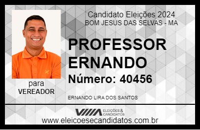 Candidato PROFESSOR ERNANDO 2024 - BOM JESUS DAS SELVAS - Eleições