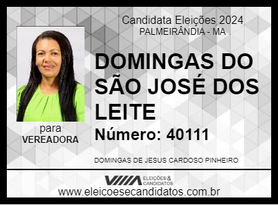 Candidato DOMINGAS DO SÃO JOSÉ DOS LEITE 2024 - PALMEIRÂNDIA - Eleições