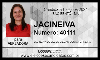 Candidato JACINEIVA 2024 - SÃO BENTO - Eleições